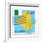 Stamp with Map and Flag of Algeria-Perysty-Framed Art Print