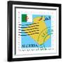Stamp with Map and Flag of Algeria-Perysty-Framed Art Print