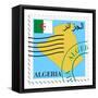 Stamp with Map and Flag of Algeria-Perysty-Framed Stretched Canvas