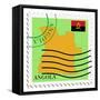 Stamp with Map and Flag of Angola-Perysty-Framed Stretched Canvas