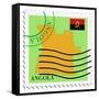 Stamp with Map and Flag of Angola-Perysty-Framed Stretched Canvas