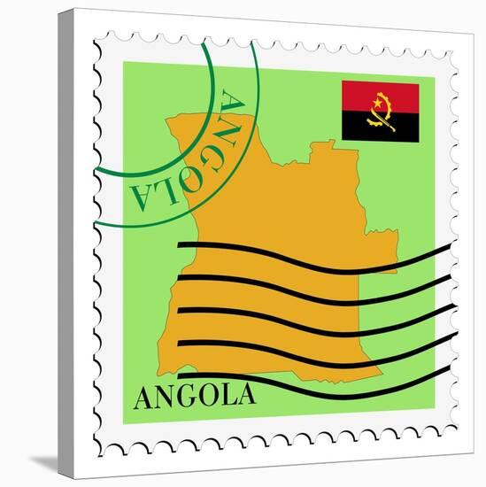 Stamp with Map and Flag of Angola-Perysty-Stretched Canvas