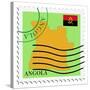 Stamp with Map and Flag of Angola-Perysty-Stretched Canvas