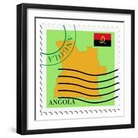 Stamp with Map and Flag of Angola-Perysty-Framed Premium Giclee Print