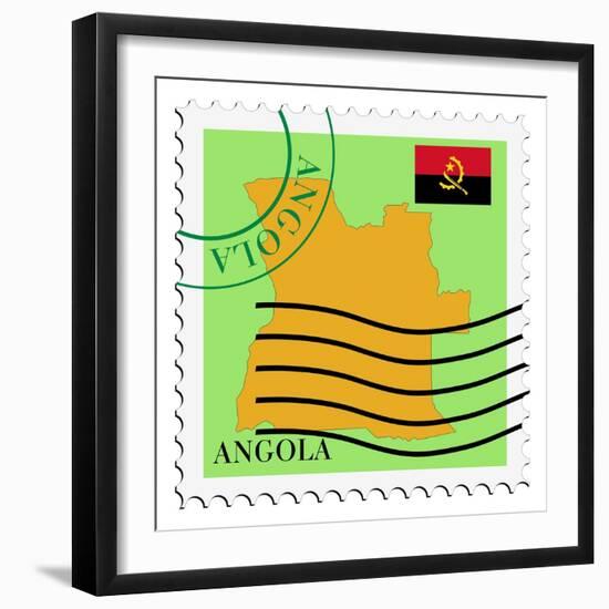 Stamp with Map and Flag of Angola-Perysty-Framed Premium Giclee Print