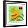 Stamp with Map and Flag of Angola-Perysty-Framed Art Print