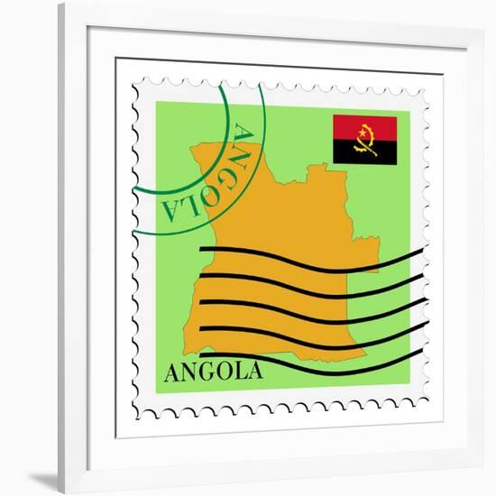 Stamp with Map and Flag of Angola-Perysty-Framed Art Print