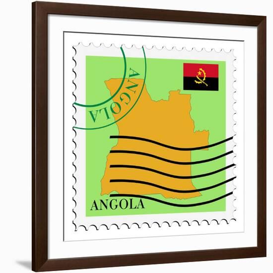 Stamp with Map and Flag of Angola-Perysty-Framed Art Print