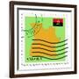 Stamp with Map and Flag of Angola-Perysty-Framed Art Print