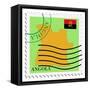 Stamp with Map and Flag of Angola-Perysty-Framed Stretched Canvas