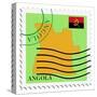 Stamp with Map and Flag of Angola-Perysty-Stretched Canvas