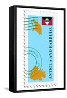 Stamp with Map and Flag of Antigua and Barbuda-Perysty-Framed Stretched Canvas