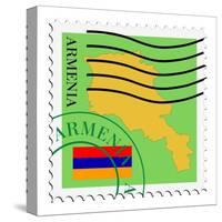 Stamp with Map and Flag of Armenia-Perysty-Stretched Canvas