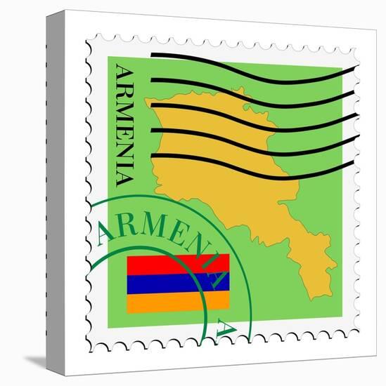 Stamp with Map and Flag of Armenia-Perysty-Stretched Canvas