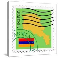 Stamp with Map and Flag of Armenia-Perysty-Stretched Canvas