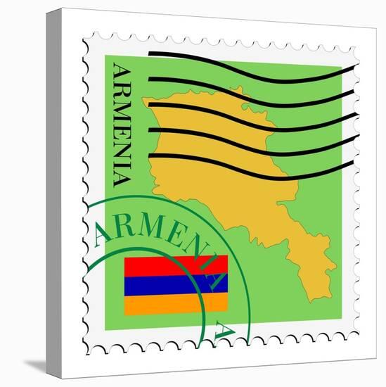 Stamp with Map and Flag of Armenia-Perysty-Stretched Canvas
