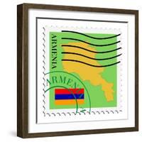 Stamp with Map and Flag of Armenia-Perysty-Framed Art Print