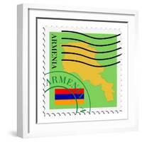 Stamp with Map and Flag of Armenia-Perysty-Framed Art Print