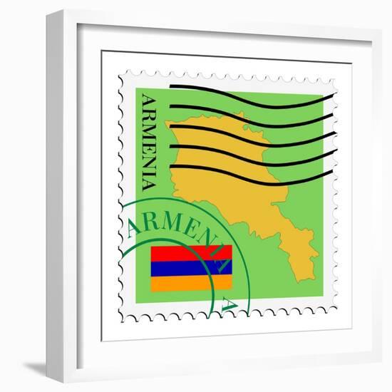 Stamp with Map and Flag of Armenia-Perysty-Framed Art Print