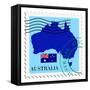 Stamp with Map and Flag of Australia-Perysty-Framed Stretched Canvas