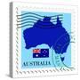 Stamp with Map and Flag of Australia-Perysty-Stretched Canvas