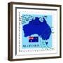 Stamp with Map and Flag of Australia-Perysty-Framed Premium Giclee Print