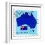 Stamp with Map and Flag of Australia-Perysty-Framed Premium Giclee Print