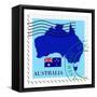 Stamp with Map and Flag of Australia-Perysty-Framed Stretched Canvas