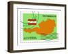 Stamp with Map and Flag of Austria-Perysty-Framed Art Print