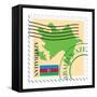 Stamp with Map and Flag of Azerbaijan-Perysty-Framed Stretched Canvas