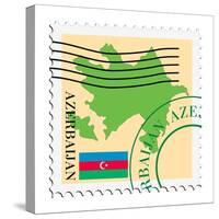 Stamp with Map and Flag of Azerbaijan-Perysty-Stretched Canvas