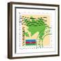 Stamp with Map and Flag of Azerbaijan-Perysty-Framed Premium Giclee Print