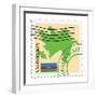 Stamp with Map and Flag of Azerbaijan-Perysty-Framed Premium Giclee Print