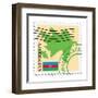 Stamp with Map and Flag of Azerbaijan-Perysty-Framed Art Print