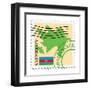 Stamp with Map and Flag of Azerbaijan-Perysty-Framed Art Print