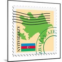 Stamp with Map and Flag of Azerbaijan-Perysty-Mounted Art Print