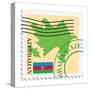 Stamp with Map and Flag of Azerbaijan-Perysty-Stretched Canvas