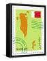 Stamp with Map and Flag of Bahrain-Perysty-Framed Stretched Canvas