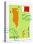 Stamp with Map and Flag of Bahrain-Perysty-Stretched Canvas