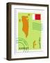 Stamp with Map and Flag of Bahrain-Perysty-Framed Art Print