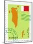 Stamp with Map and Flag of Bahrain-Perysty-Mounted Art Print