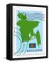 Stamp with Map and Flag of Bangladesh-Perysty-Framed Stretched Canvas