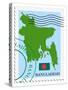 Stamp with Map and Flag of Bangladesh-Perysty-Stretched Canvas