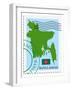 Stamp with Map and Flag of Bangladesh-Perysty-Framed Art Print