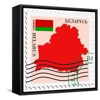 Stamp with Map and Flag of Belarus-Perysty-Framed Stretched Canvas