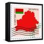 Stamp with Map and Flag of Belarus-Perysty-Framed Stretched Canvas