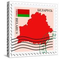 Stamp with Map and Flag of Belarus-Perysty-Stretched Canvas