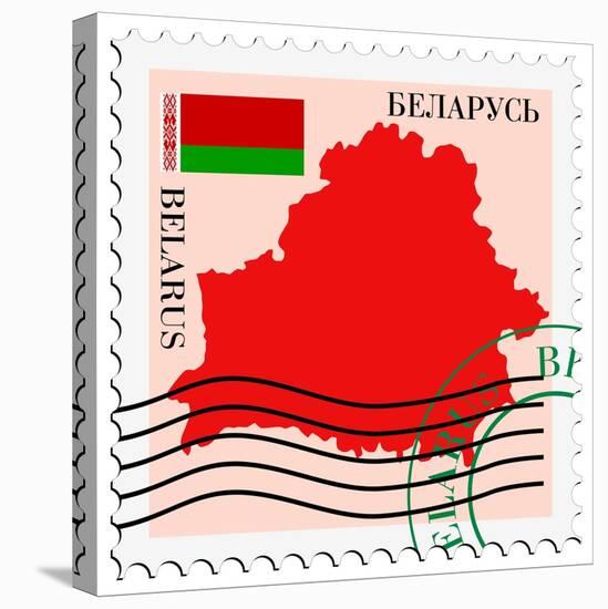 Stamp with Map and Flag of Belarus-Perysty-Stretched Canvas