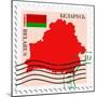 Stamp with Map and Flag of Belarus-Perysty-Mounted Premium Giclee Print