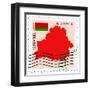 Stamp with Map and Flag of Belarus-Perysty-Framed Art Print